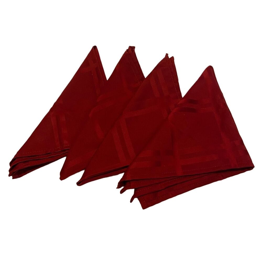 #5708 Lot of 4 Dark Red Cloth Dinner Napkins